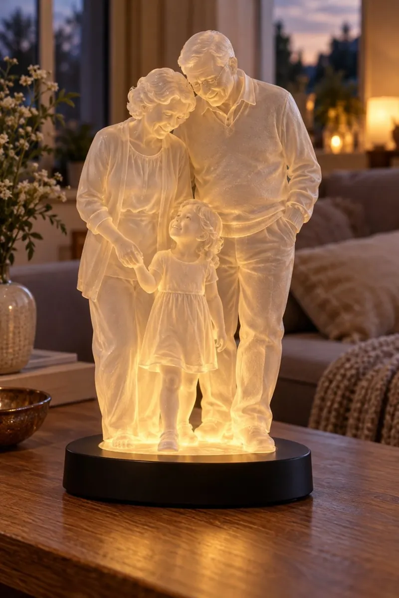 Luminária de avós e neta